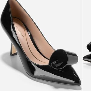 Cole Haan Black Glossy Heels with Bow